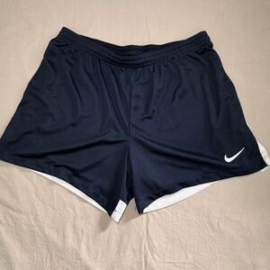 Nike Dri-FIT Slim Fit Navy Blue White Athletic Running Shorts Womens Large